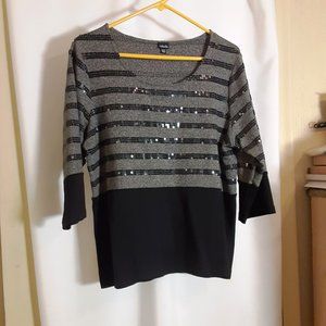 Rafaella Grey/Black Sequined Top. Size XLarge